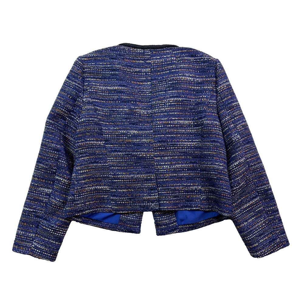 NEW J Crew Medium Royal Multi-Color Blue Boucle Tweed Rack Blazer Cropped Womens - Picture 9 of 14